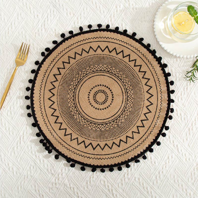 Table Mats | Woven Cotton Linen | Set of 3 | Black