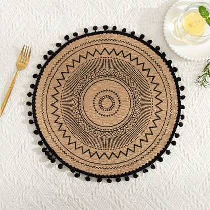Table Mats | Woven Cotton Linen | Set of 3 | Black