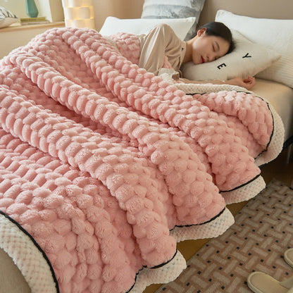 Thick Coral Fleece Throw Blanket | Reversible Polyester | Full/Queen Size