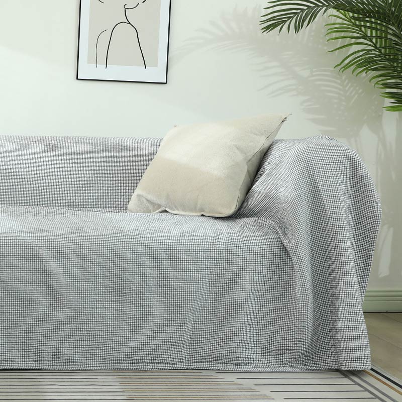 Plaid Sofa Blanket | Soft Cotton Gauze | Single Piece
