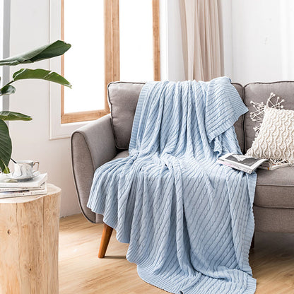 Cotton Knit Sofa Blanket | Soft & Cozy | Solid Color