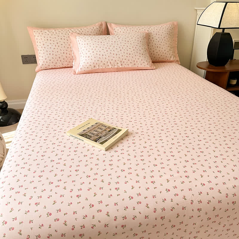 Pure Cotton Coverlet Set | Floral Print | Available in Full, Queen, King Sizes