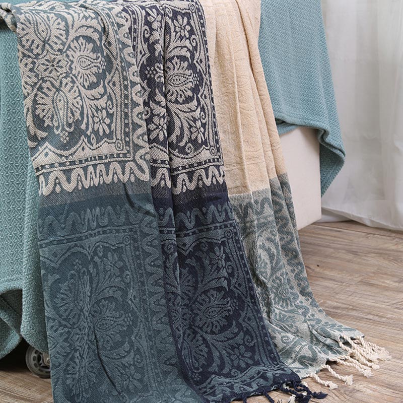 Bohemian Knit Shawl Blanket | 100% Cotton | 150cm x 190cm & 220cm x 260cm