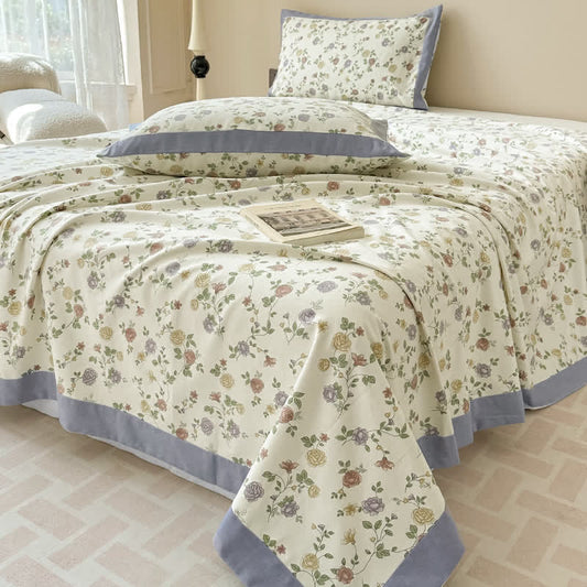 Cotton Coverlet Set | Floral Design | Full/Queen/King Options