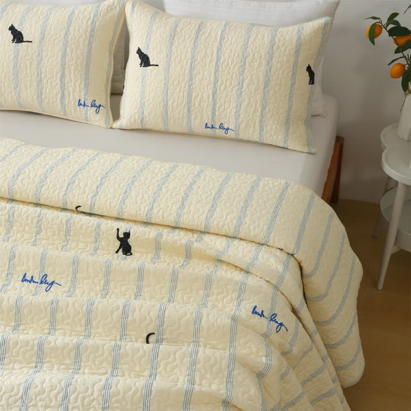 Pure Cotton Reversible Quilt | Black Cat Print | Available in Full, Queen, King Sizes