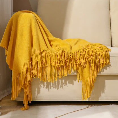 Tassel Throw Blanket | Soft Acrylic Fabric | 50" x 70" or 51" x 94"
