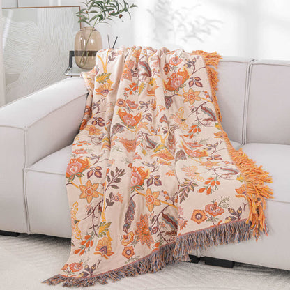 Rustic Floral Blanket | Pure Cotton | Reversible 59" x 79"