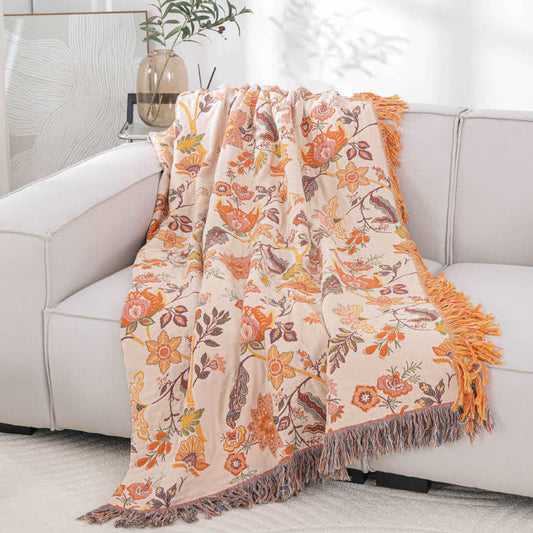 Rustic Floral Blanket | Pure Cotton | Reversible 59" x 79"