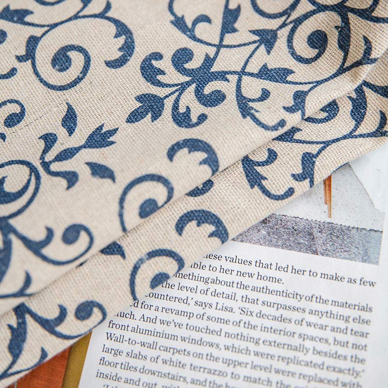Boho Semi-Blackout Curtain | Cotton Blend | Blue Pattern