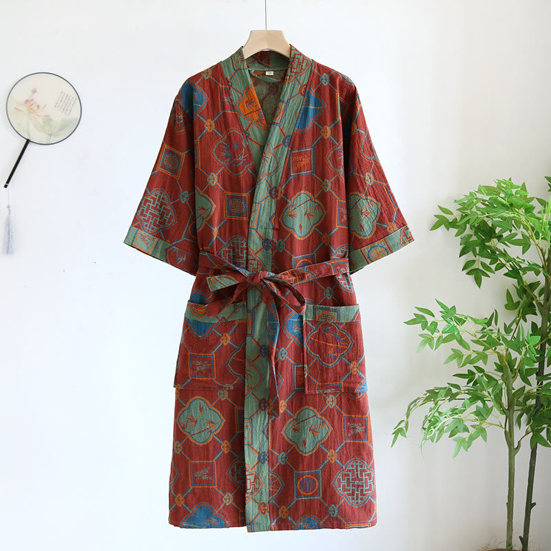 Cotton Bathrobe | Retro Design | Elegant Loose Fit