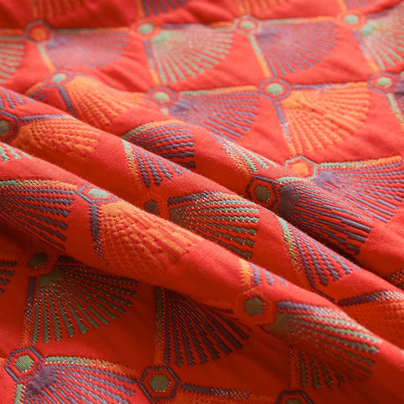 Cotton Gauze Quilt | Organic Cotton with Peacock Tail Design | Full/Queen Size Options