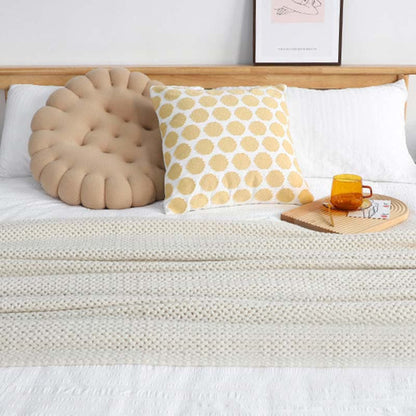 Knit Tassel Blanket | Soft Acrylic Fiber | Solid Color