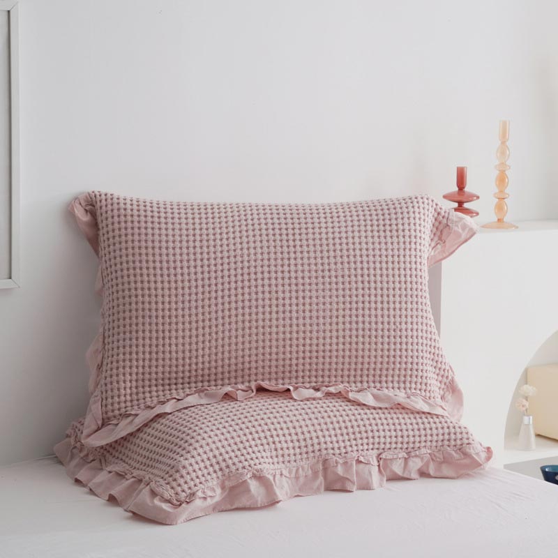 Cotton Pillowcases | Waffle Weave Ruffle | Set of 2