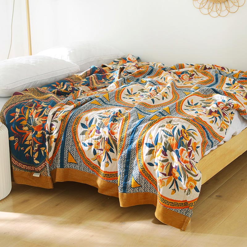 Cotton Double-Sided Quilt | Floral Print | Full/Queen/King Sizes