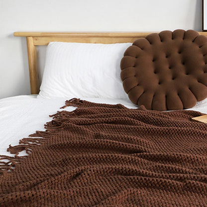 Knit Tassel Blanket | Soft Acrylic Fiber | Solid Color