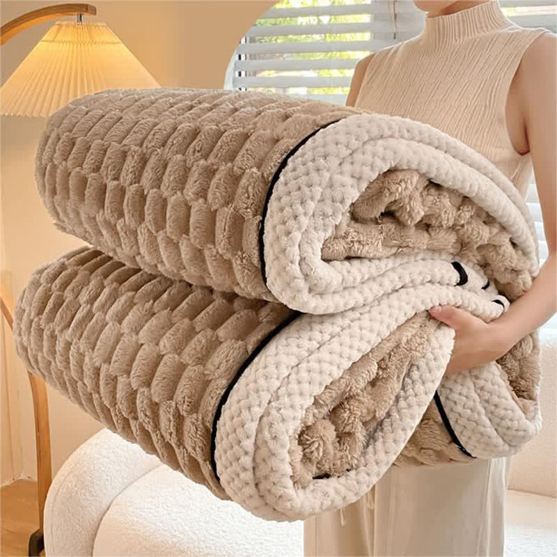 Thick Coral Fleece Throw Blanket | Reversible Polyester | Full/Queen Size