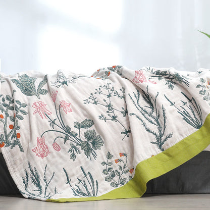 Flower Plant Reversible Quilt | 100% Organic Cotton | Full/Queen/King Sizes