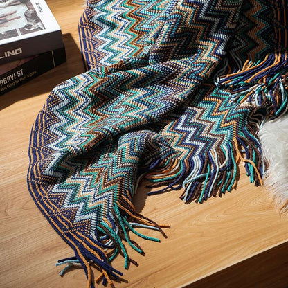 Striped Tassel Blanket | Soft Acrylic Fiber | Multiple Sizes