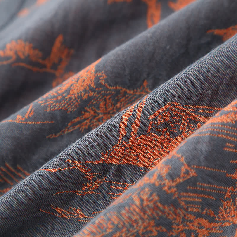 Natural Tree Print Bathrobe | Lightweight Pure Cotton | Unisex Design