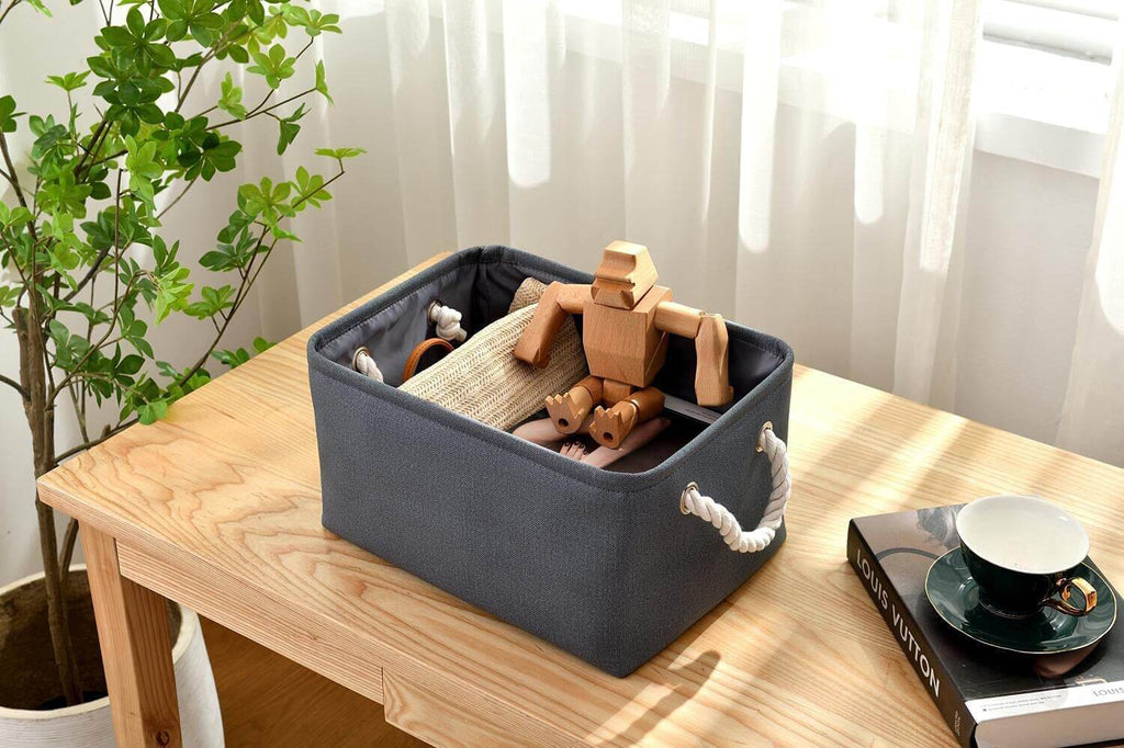 Dark Grey Storage Basket | Washable Canvas with Rope Handles | Multiple Sizes Available
