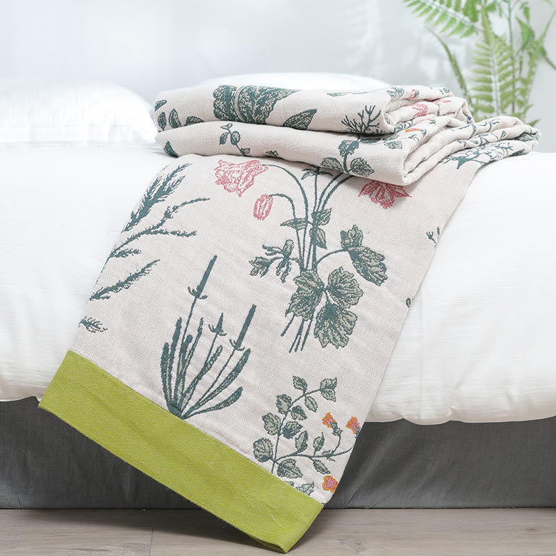 Flower Plant Reversible Quilt | 100% Organic Cotton | Full/Queen/King Sizes