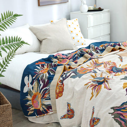 Butterfly Flower Quilt | 100% Organic Cotton | Reversible Design