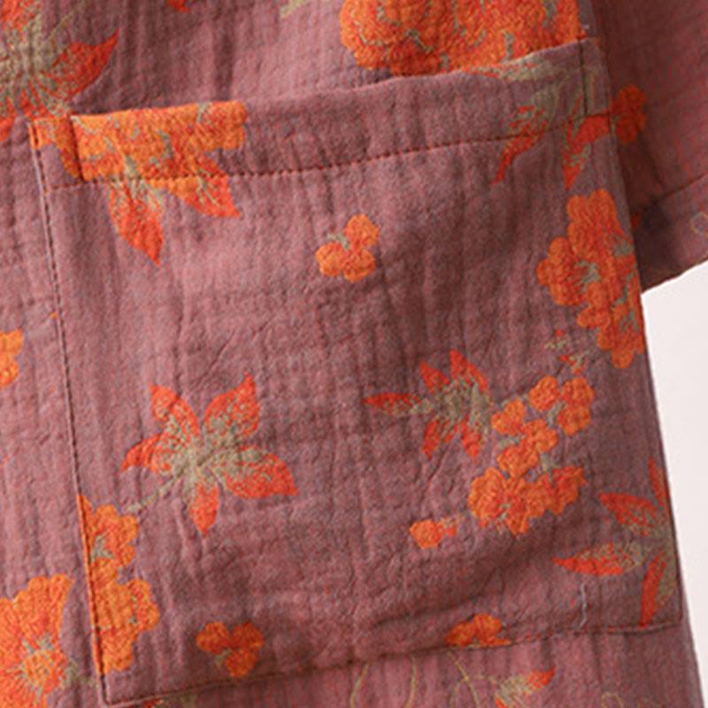 Unisex Cotton Bathrobe | V-Neck Double-Layer Jacquard