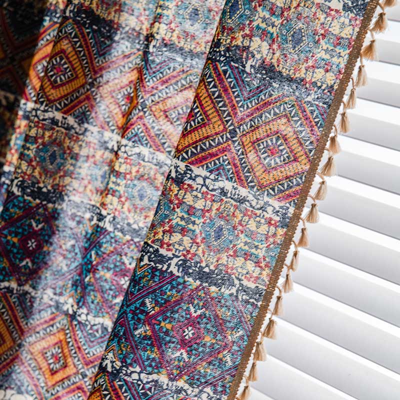 Boho Semi-Blackout Curtains | Cotton Blend Fabric | Colorful Drapes