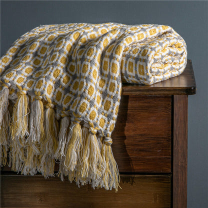 Sofa Blanket | Breathable Acrylic Fiber | Elegant Tassels