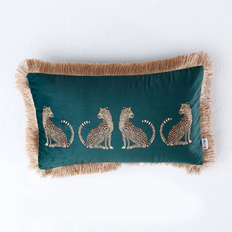 Leopard Print Suede Pillowcase | Tassel Design | 2 Sizes