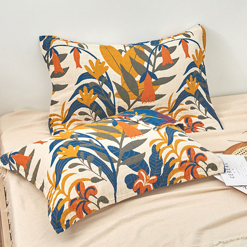 Cotton Pillow Towel | Soft Flower Print | Set of 2