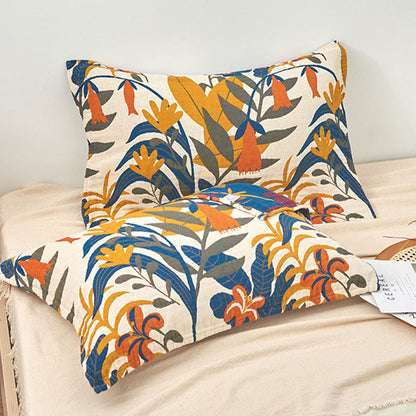 Cotton Pillow Towel | Soft Flower Print | Set of 2