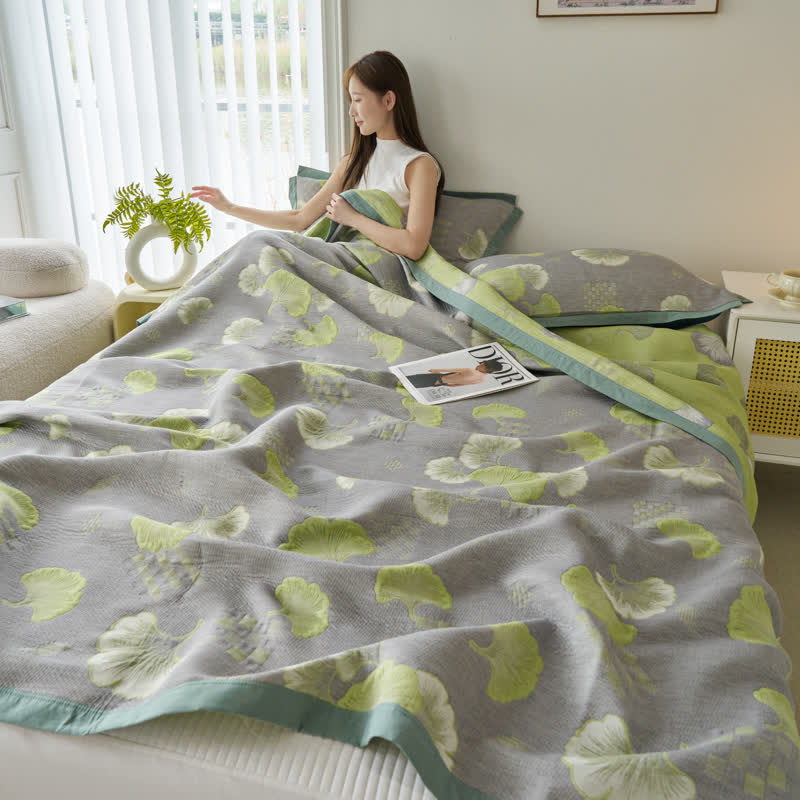 Ginkgo Leaf Quilt | 100% Organic Cotton | Full, Queen, King Sizes
