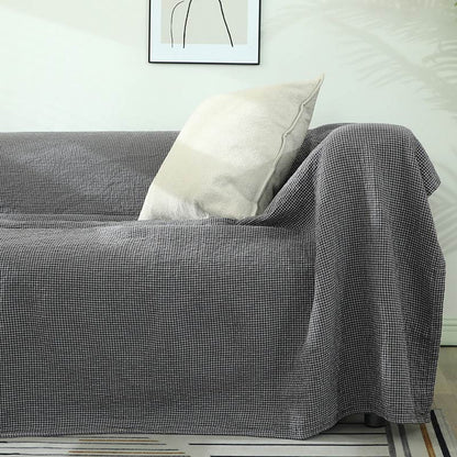 Plaid Sofa Blanket | Soft Cotton Gauze | Single Piece