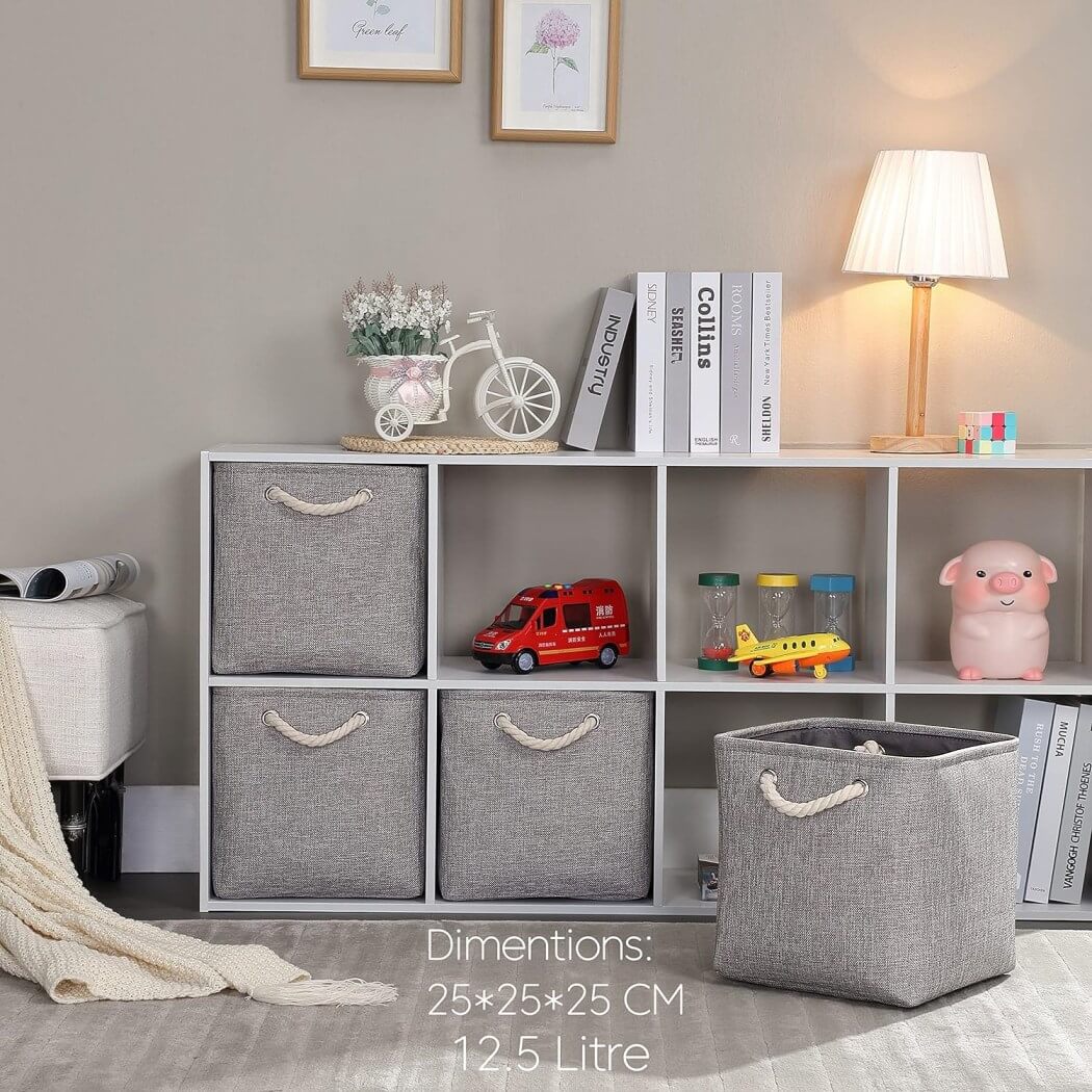 Fabric Storage Cubes | Foldable with Cotton Rope Handles | 25cm x 25cm