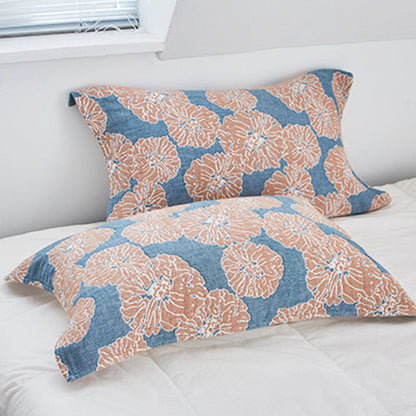 Decorative Cotton Pillow Towels | Flower Print | Set of 2