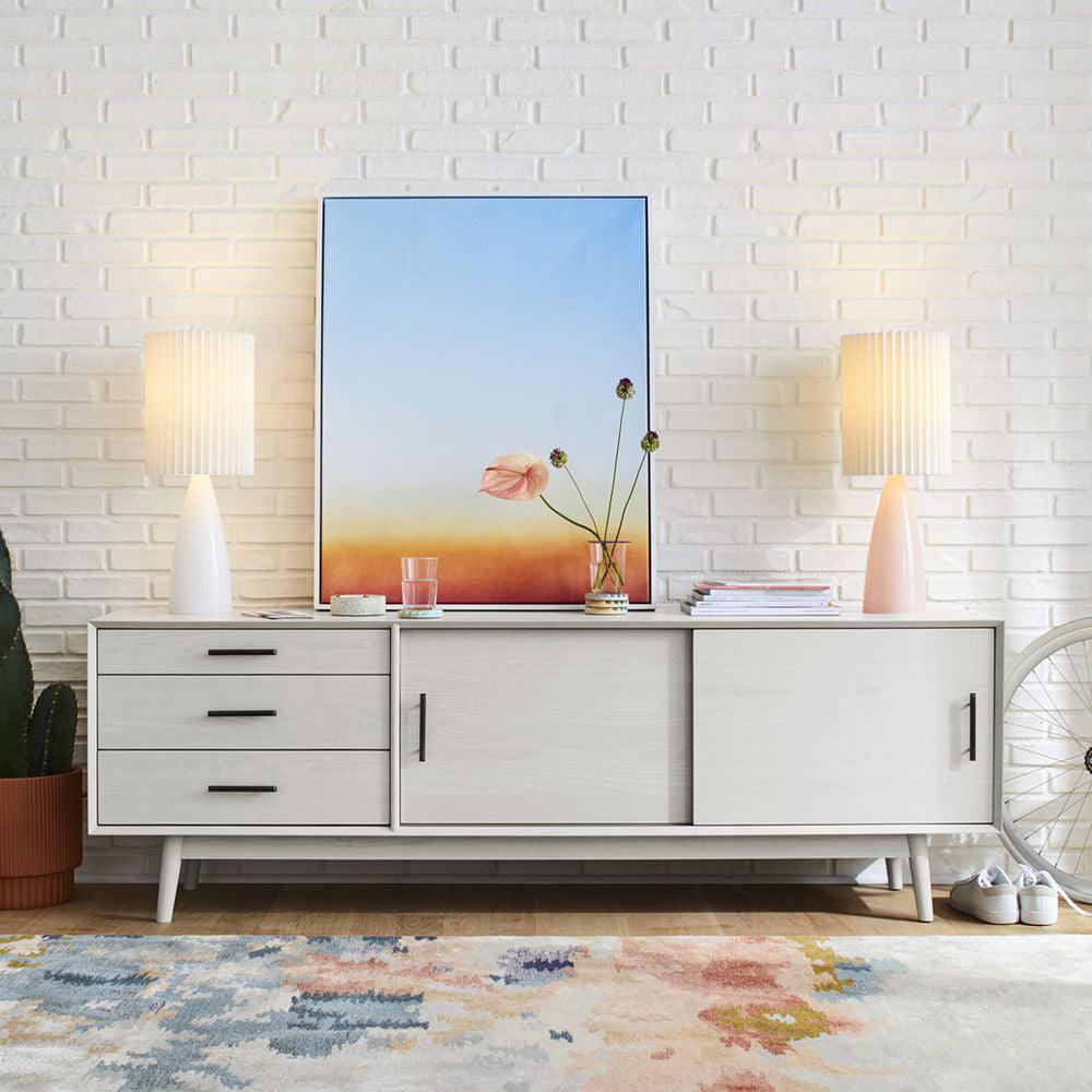 Delilah Table Lamp | Glass, Fabric | White