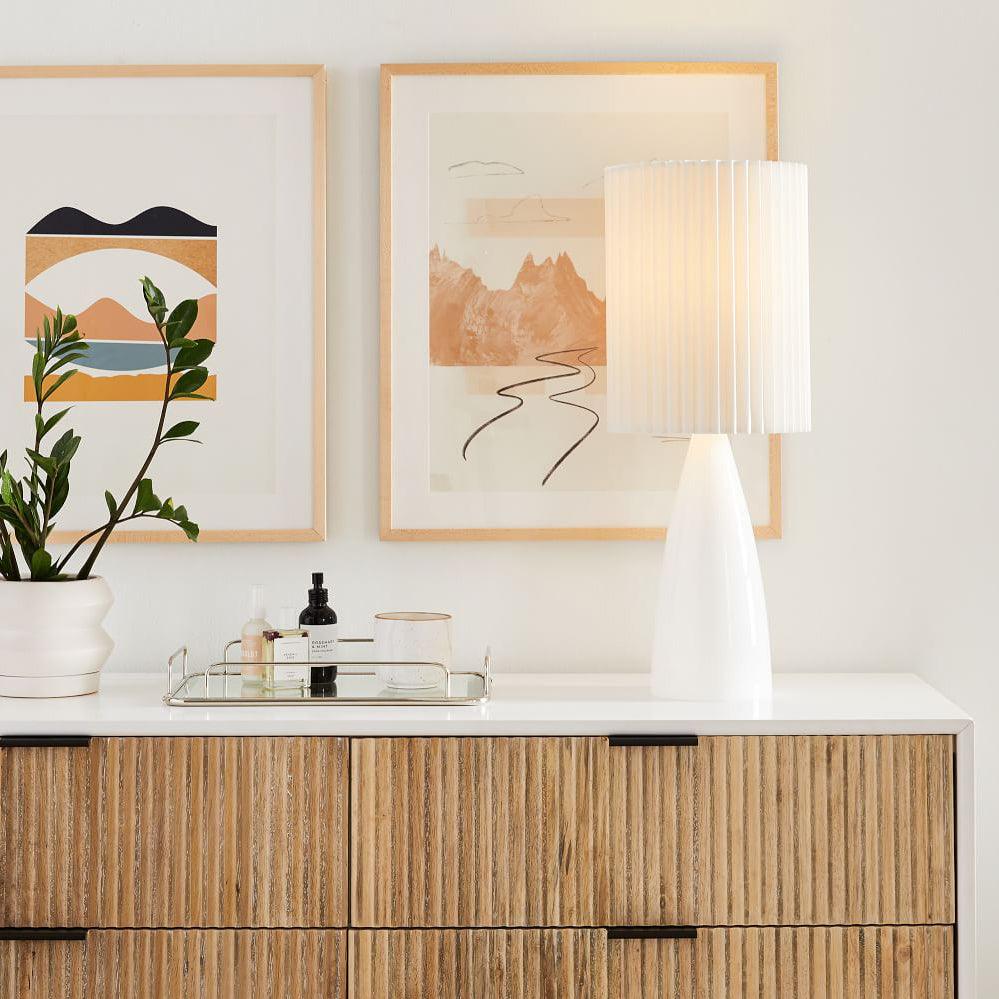 Delilah Table Lamp | Glass, Fabric | White