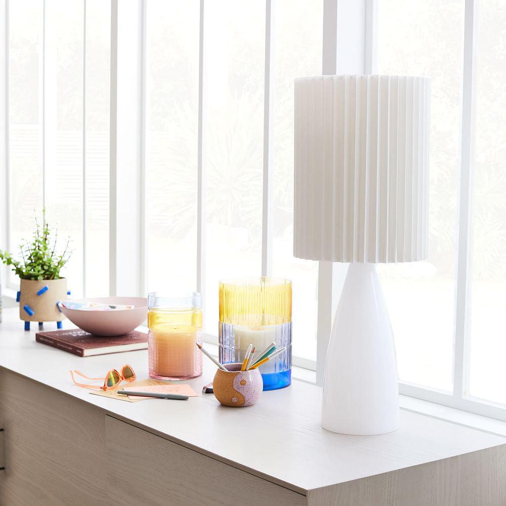 Delilah Table Lamp | Glass, Fabric | White