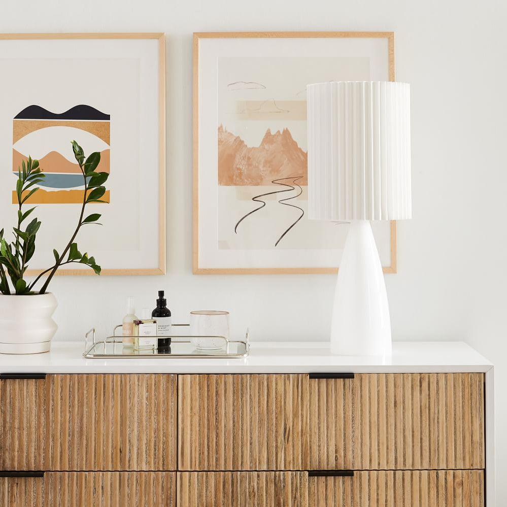 Delilah Table Lamp | Glass, Fabric | White