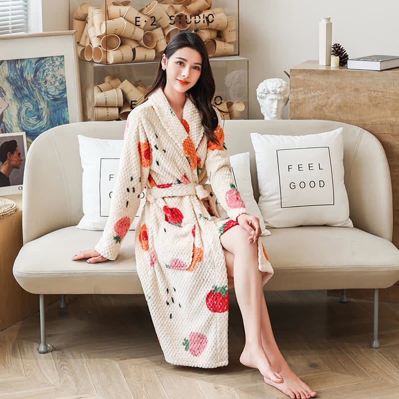 Fruit Print Bathrobe | Soft Polyester | Breathable & Comfortable