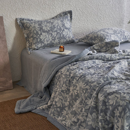 Double-Layer Cotton Gauze Floral Quilt | Eco-Friendly Organic Cotton | Available in Full, Queen, King Sizes