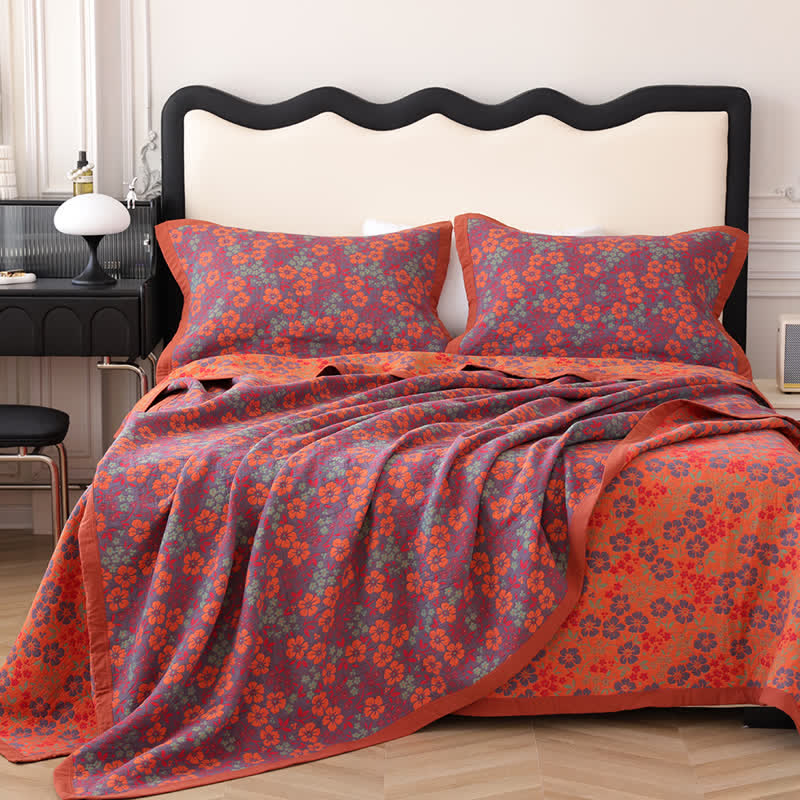 Organic Cotton Floral Quilt | Eco-Friendly | Available in Full, Queen, King Sizes