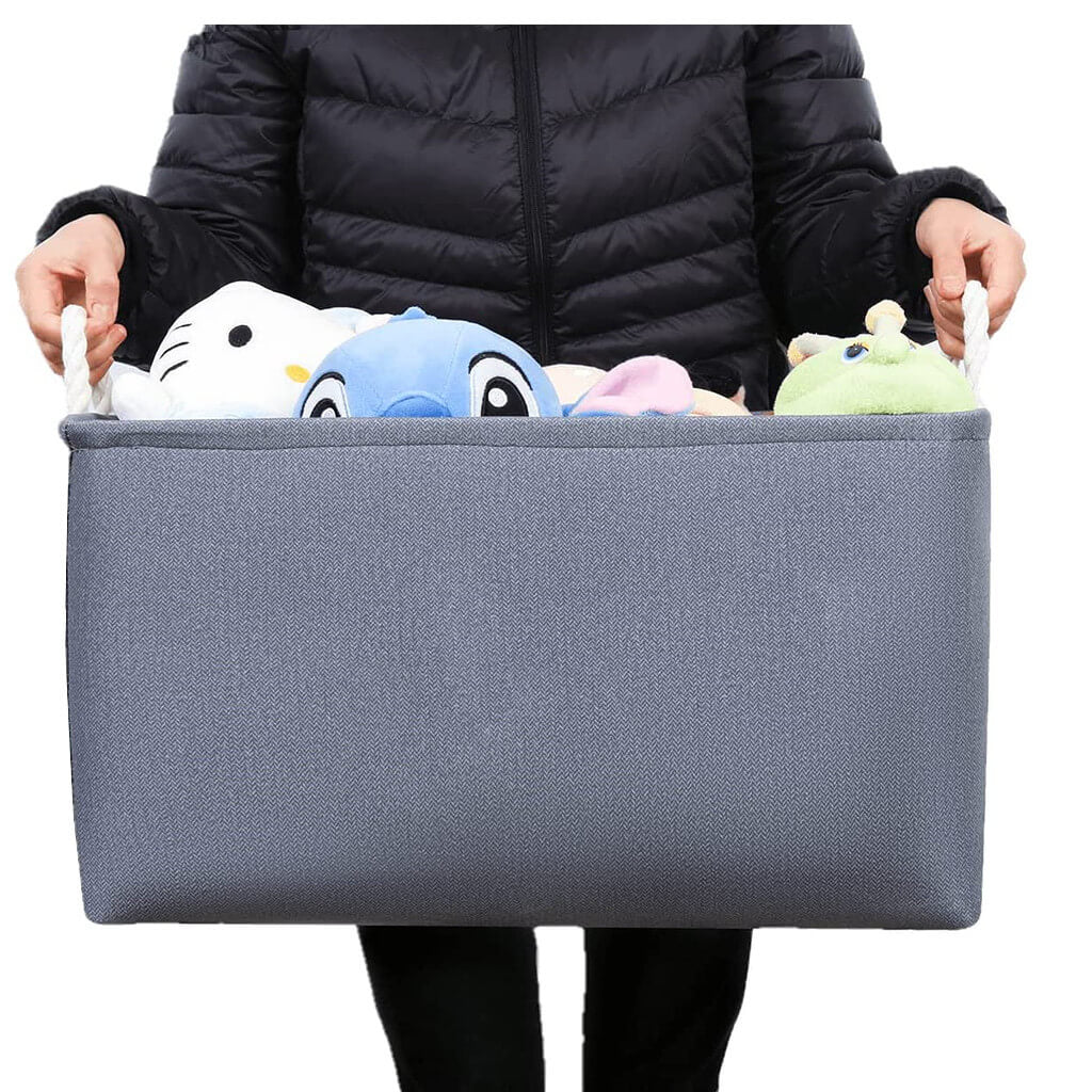 Dark Grey Storage Basket | Washable Canvas with Rope Handles | Multiple Sizes Available