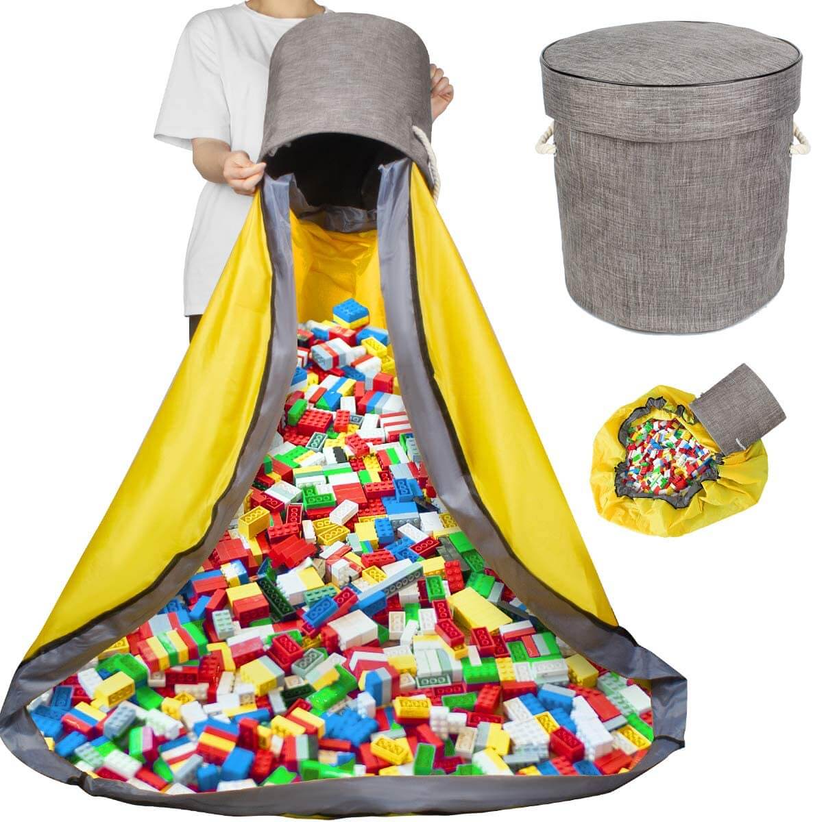 Toy Storage Basket Organizer | Durable with Play Mat | 30cm Diameter