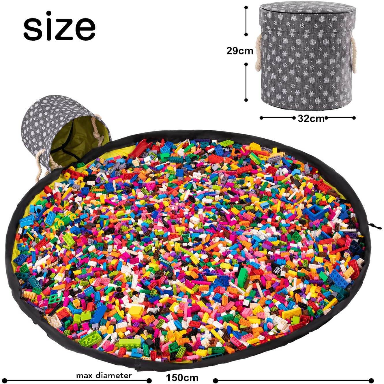 Toy Storage Basket Organizer | Durable with Play Mat | 30cm Diameter