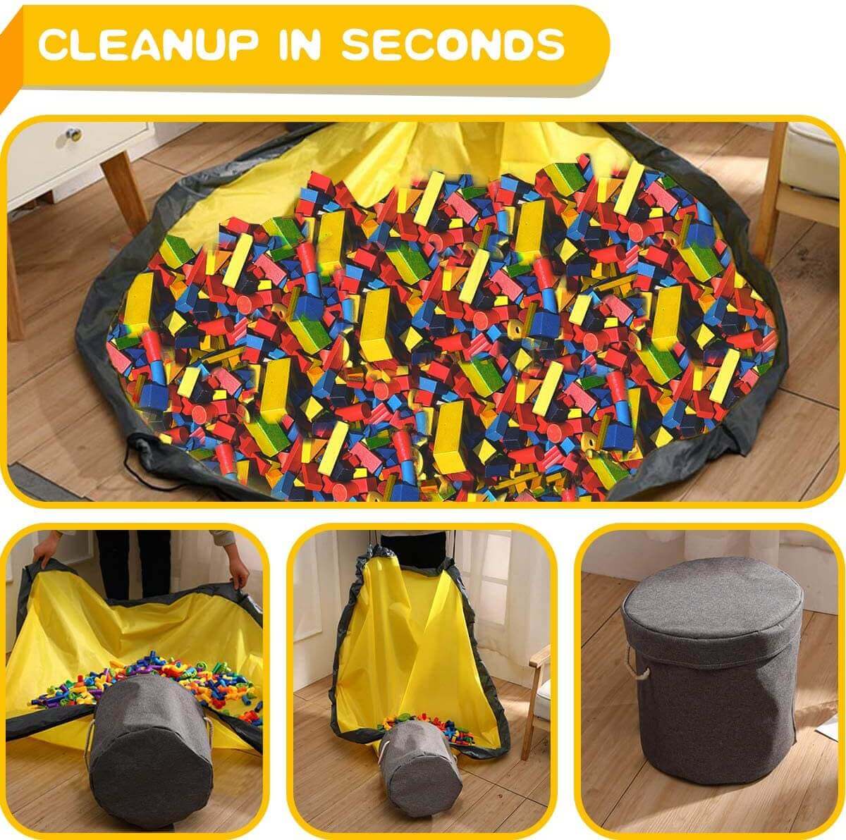 Toy Storage Basket Organizer | Durable with Play Mat | 30cm Diameter