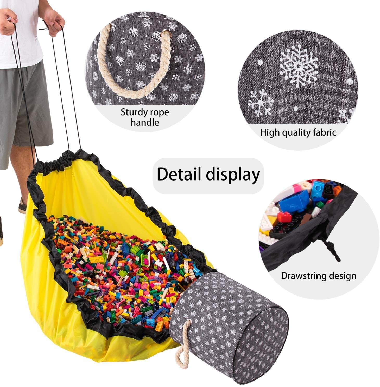 Toy Storage Basket Organizer | Durable with Play Mat | 30cm Diameter