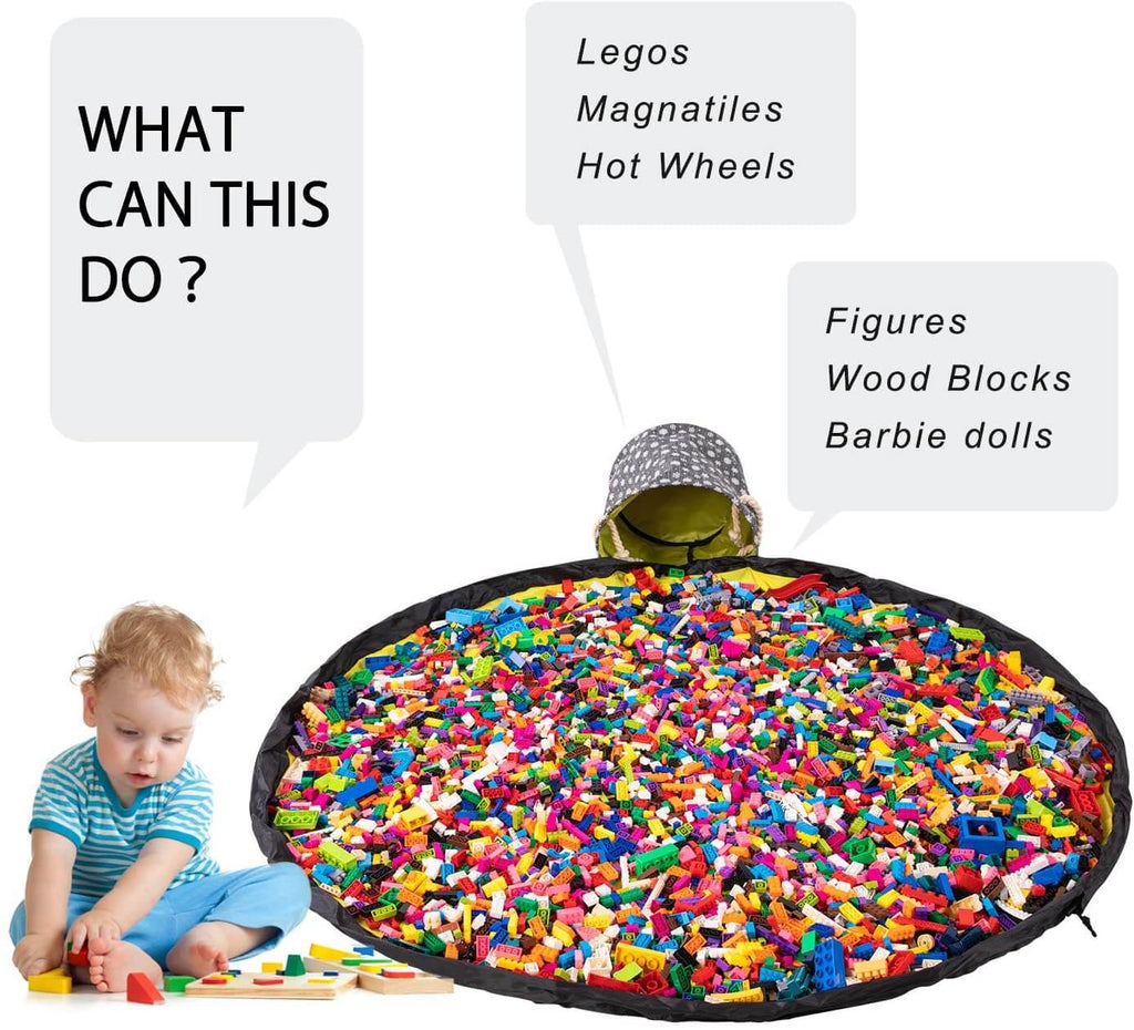 Toy Storage Basket Organizer | Durable with Play Mat | 30cm Diameter