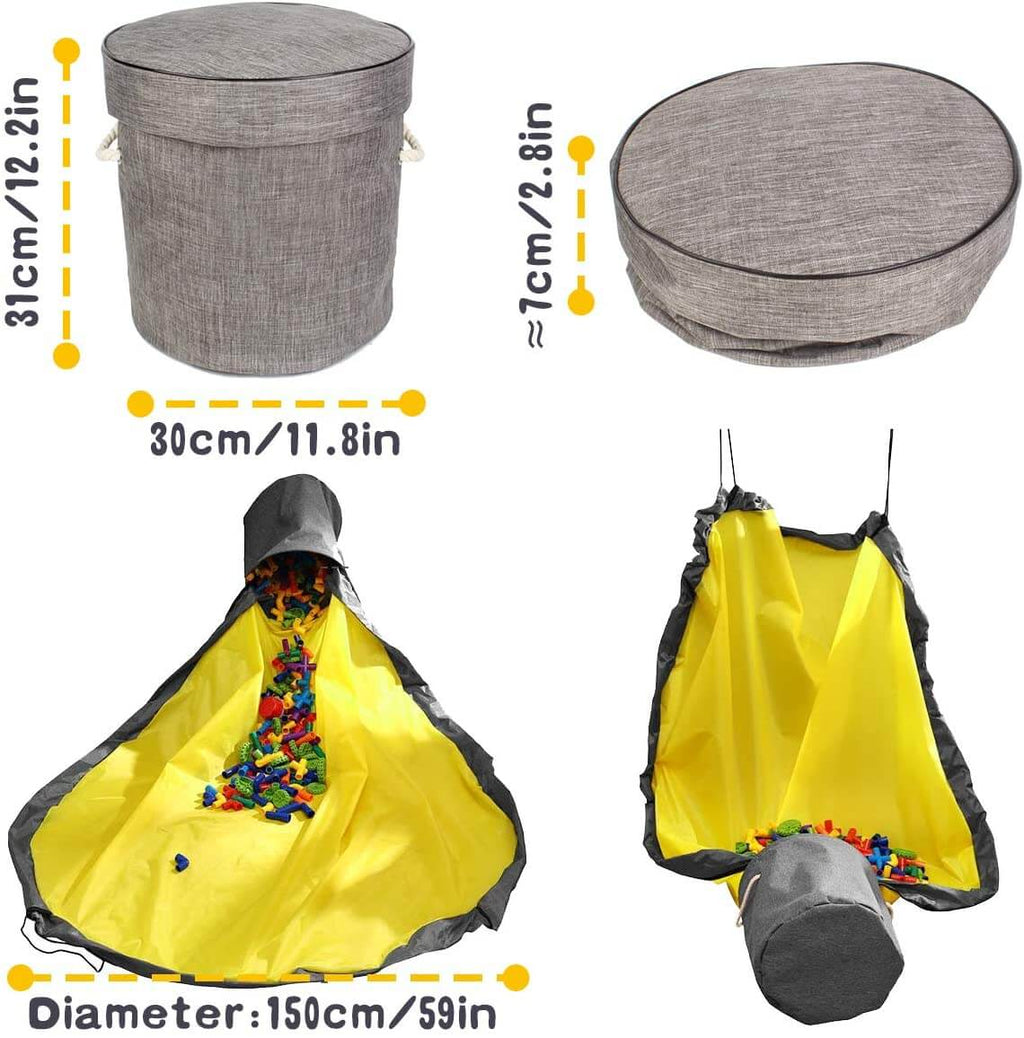 Toy Storage Basket Organizer | Durable with Play Mat | 30cm Diameter